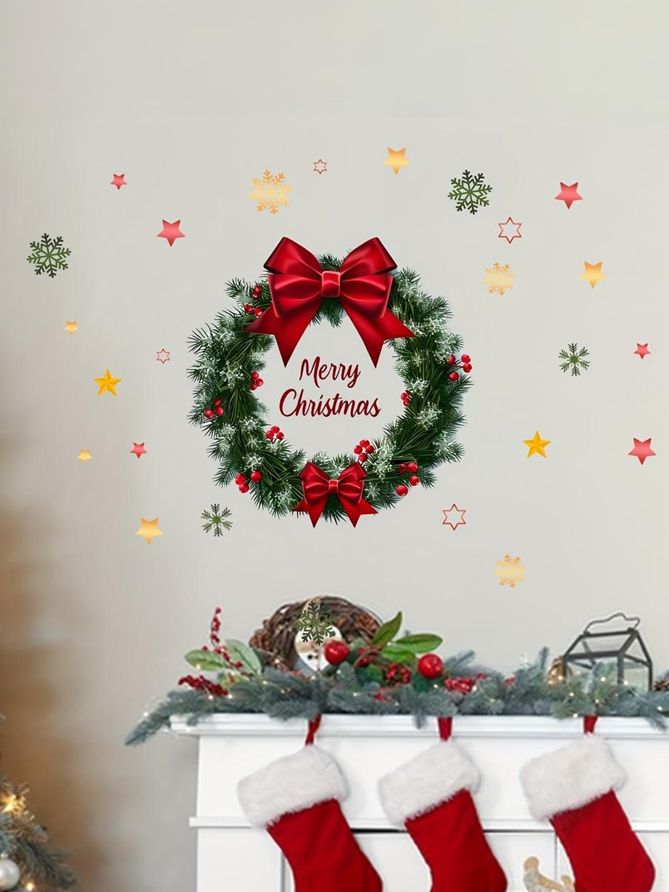 Custom Christmas Wreath Wall Sticker